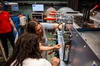 Alexis Medeiros and Professor Banafsheh Seyedaghazadeh in their research lab