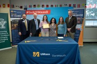 Molly Gedutis with UMassD officials