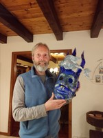 Father Ocean Mask created by Jim Kay in 2016 and awarded to Linton Harrington for his contributions to the environment.