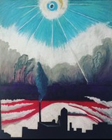 Pollution. We only have one world, we need to make sure we protect it. Tyler Lecours 2019 Oil on Recycled Brown Paper