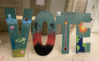 Painted by UMass Dartmouth painting student Lily McGuirk and friends to promote voting during the 2020 general election.