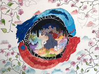 The Beauty of Nature by Lella Hijazi 2021. The two koi fish symbolize the ying/yang and balance of earth which is important to us, mother nature is at the center of my work, holding everything together.