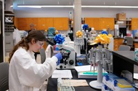 Meredith Clifford '24 with new microscope