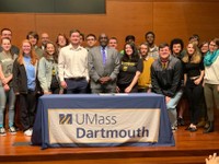 Chancellor Johnson and students