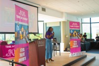 Laodecia Fevrier, Class of 2018, shares her career advice as host of the Early Career Panel