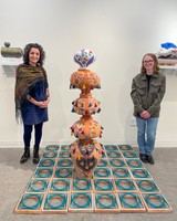 Anis Beigzadeh (left) and Fallon Navarro (right) at the Earthworks Ceramics exhibition at the Umbrella Arts Center in Concord, MA.