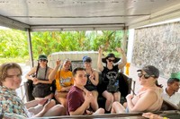 Sustainability students take a shuttle in Panama.