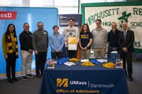 Jack Greene with UMassD staff, previous Founders' recipients, and his high school principal