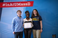 Audrey Nortey with previous Founders' Scholarship recipients Zachary Gay and Molly Gedutis