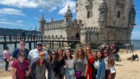 UMass Law students pictured at the Belém Tower in Lisbon, Portugal.