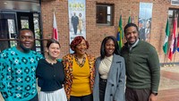 UMass Law students pose with Dr. Bernice King, CEO of The King Center and daughter of Dr. Martin Luther King Jr., during a visit to Atlanta as part of a civil rights study trip.