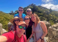 Professor Richard Peltz-Steele and students during a hike in Lisbon, Portugal.