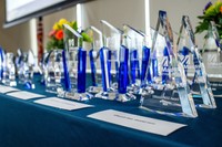 A display of the awards honoring excellence in research, mentorship, and scholarly impact - presented during the UMass Dartmouth Faculty Achievement Celebration,