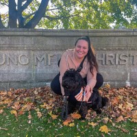 With her dog Benny