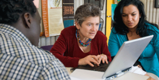 Professor with students