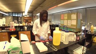 elizabeth cross working in a bio lab