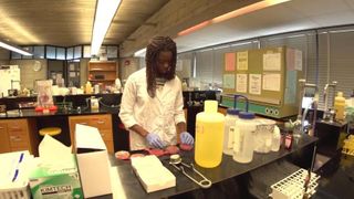 elizabeth cross working in a bio lab