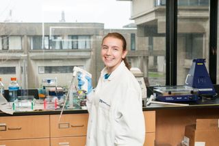 Bioengineering major Kayla Loycano '19 working in lab