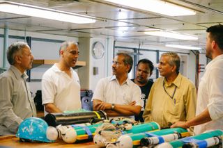 Dr Tandon explaining the role of the Indian Ocean in monsoons