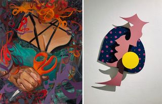 Suzanne Schireson: Quilter, Oil on canvas, 2019 Yurie Hayashi: Oh, I Spend my Vacations in Hawaii, 2019 Oil on board