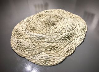 Spiral wave tiles (wall or floor piece) 2021, glazed ceramic, 57in