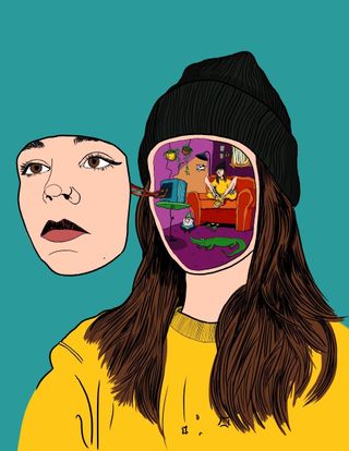 Self Portrait, 2020, digital illustration, 14 X 10.5 inch canvas