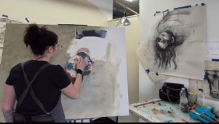 Kaya Lynn Noonan painting in studio