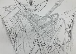 The Latest P.O.V., Ink Tracing, 2023, 25.5 x 33.5 in.