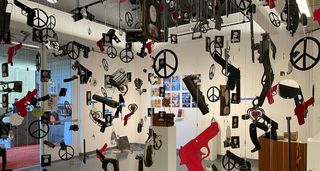 Campus Gallery senior exhibition install - gallery view