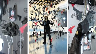 Jill Law  surrounded by sculpture