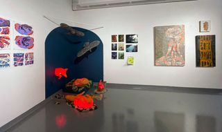 Campus Gallery senior exhibition install - gallery view