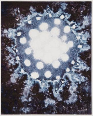 Beings of Light, 2025, cameraless silver gelatin print, 20x16 ins.