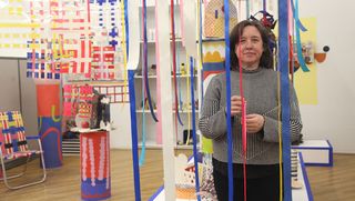 Alison Bergman with artwork