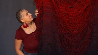 Arghavan Booyeh headshot with artwork