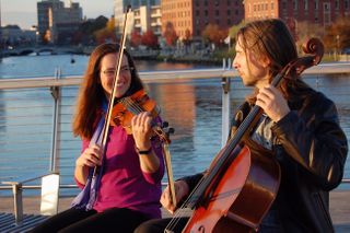 Peter Zay on cello and guitar and EmmaLee Holmes-Hicks on violi