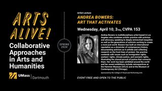 Andrea Bowers: Art that Activates lecture poster for April 10, 2024
