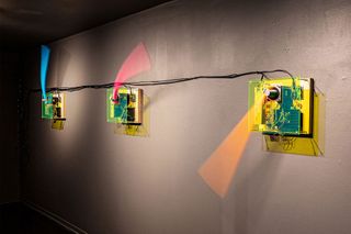 View of the exhibition, “Sound in Space, Sound in Place.” at the New Bedford Art Museum. Photo courtesy of Walker Downey.