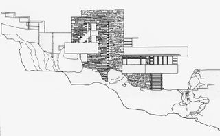 Frank Lloyd Wright, Elevation Drawing of Kaufmann House, Bear Run (Falling Waters), Pennsylvania, ca. 1936