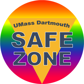 A rainbow-colored logo with an inverted triangle that says 