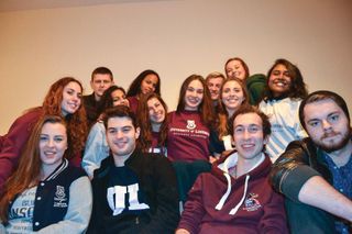 UMass Law student Carly LaCrosse, bottom left, with friends at University of Limerick School of Law