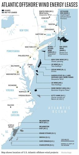 Map of Atlantic offshore wind energy leases - Nicolas Rapp