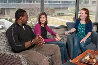 Honors College students meeting in the college offices