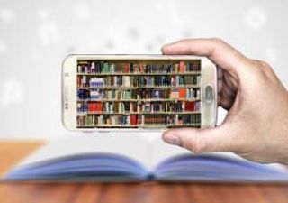 Library of books on a cell phone