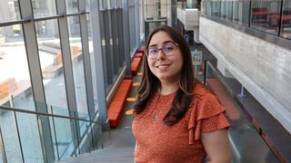 Cheyenne Amaral pictured in the Claire T. Carney Library