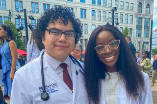 Diego Marroquin and Ashley Street, biology alumni enrolled at UMass Chan