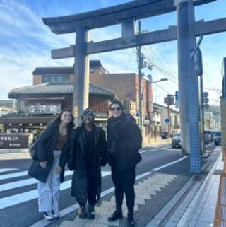 Left to right: Kelsey Ferreira, Cami Boyd-Thomas, and Caro Cuevas pictured in Kyoto, Japan