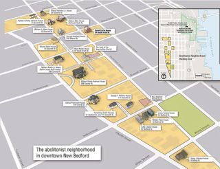 Abolitionist map of downtown New Bedford - courtesy of the National Park Service