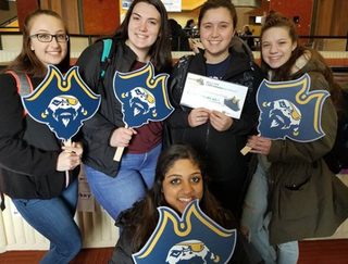 UMassD students pose for corsair challenge