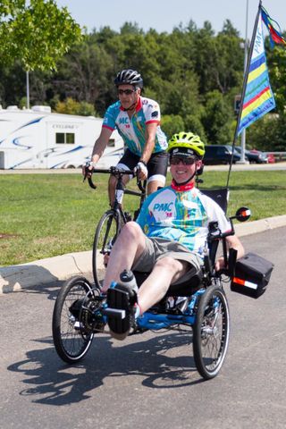Professor Revell on recumbent trike