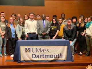 Chancellor Johnson and students